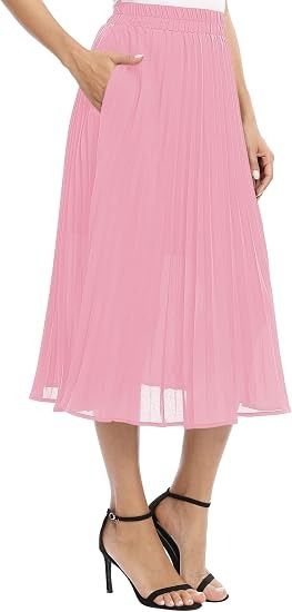 Pink Pleated Midi Skirt image 5